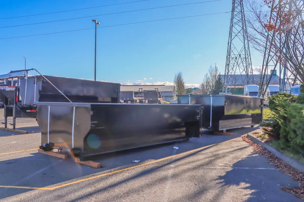 Roll-off dumpster ready for waste disposal at job site for Commercial Dumpster Rental in Rockton